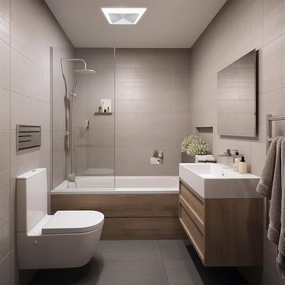 BV LED Bathroom Exhaust Fan With Light 90CFM - 0.8 Sones, Ultra Quiet, 800lm | Bathroom Vent Fan 3000K/4000K/5000K, Covers up to 80-90 Sq. Ft. | 4 Inch Duct Collar, Easy Install & Replace