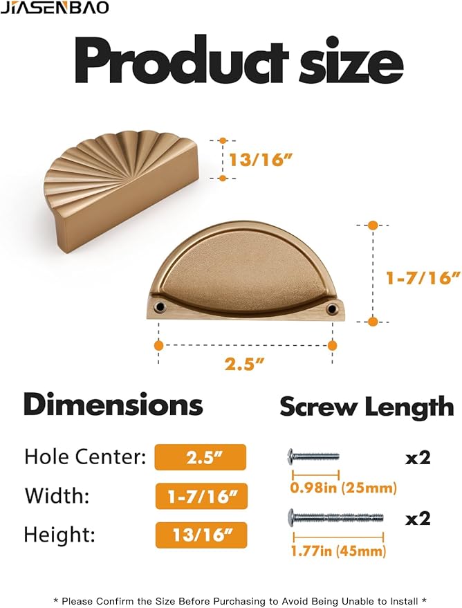 5 Pack Champagne Bronze Cabinet Pulls 2.5" Hole Center Cup Flat Drawer Pulls Kitchen Cupboard Bathroom Dresser Cabinet Hardware Handles Zinc Alloy
