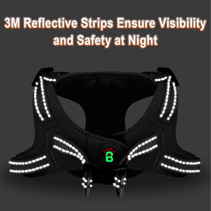 Dog Harness Step in Dog Vest Harness, Reflective Adjustable Puppy No Pull Harness Breathable Soft for Small and Medium Dogs Cats, Black, XS-Mewly Pet