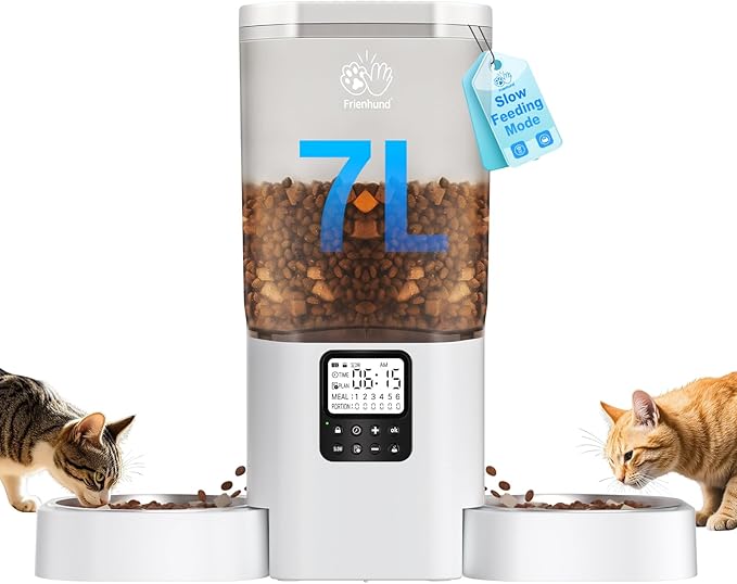 Automatic Cat Feeder with Slow Feed for 2 Cats: Timed Automatic Dog Feeder with Information Visualization Interface, Cat Food Dispenser for Multiple Pets, Detachable for Easy Cleaning-29 Cup-Mewly Pet