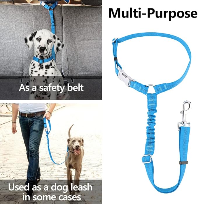 Plutus Pet Dog Seat Belt for Car Headrest, Reflective and Adjustable Restraint with Elastic Bungee for Safety, Vehicle Seatbelt Harness for Small Medium Large Dogs and Cats-Mewly Pet