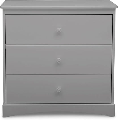 Delta Children Sutton 3 Drawer Dresser with Changing Top and Interlocking Drawers - Greenguard Gold Certified, Grey