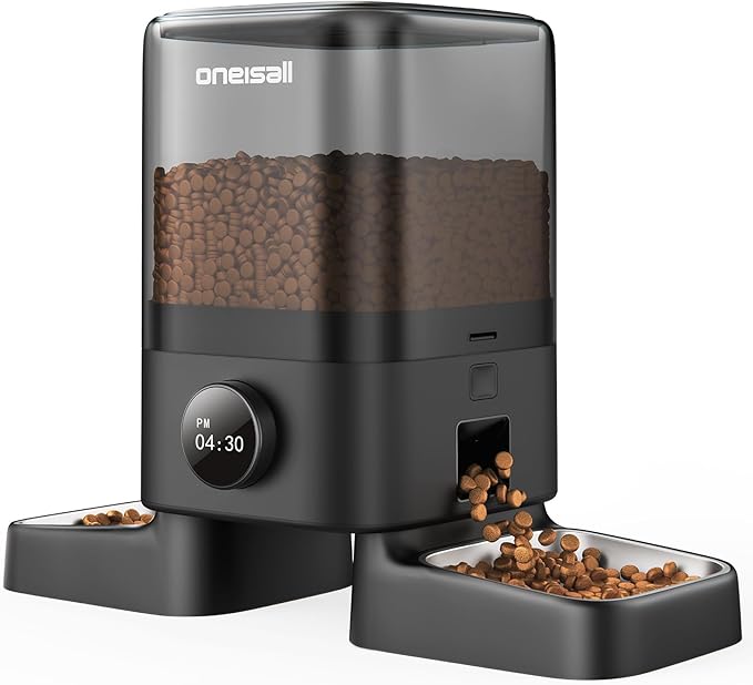 oneisall Automatic Cat Feeders 2 Cats, 20 Cups/5L Cat Auto Feeder, Automatic Cats Food Dispenser for Small Pets Indoor, Timed Pet Feeder for Dry Food-Mewly Pet