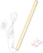 JUSJUBR 12-Inch Slim LED Under Cabinet Light with Memory Function, Warm White 3000K Dimmable USB Light Bar for Rooms