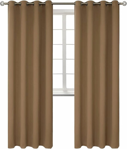 BGment Blackout Curtains for Living Room - Grommet Thermal Insulated Room Darkening Curtains for Bedroom, 2 Panels of 52 x 84 Inch, Taupe