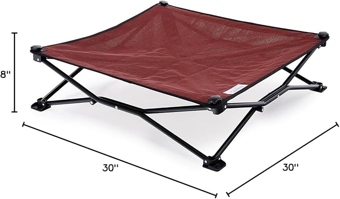 Coolaroo On-The-Go Elevated Dog Bed - Foldable Pop-Up Travel Dog Bed with Breathable, Moisture-Resistant Fabric, Carry Bag Included, Lightweight & Portable, Brick, Medium-Mewly Pet