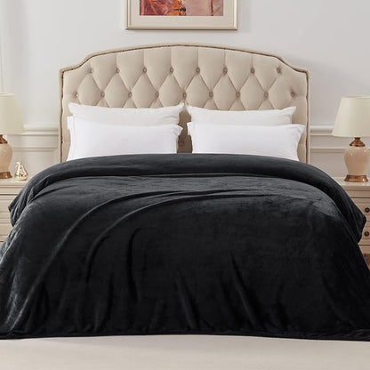 Exclusivo Mezcla Fleece Blanket Twin Size for Bed, Super Soft and Warm, All Season Use, Cozy, Plush, Lightweight, 90x66 Inches, Black