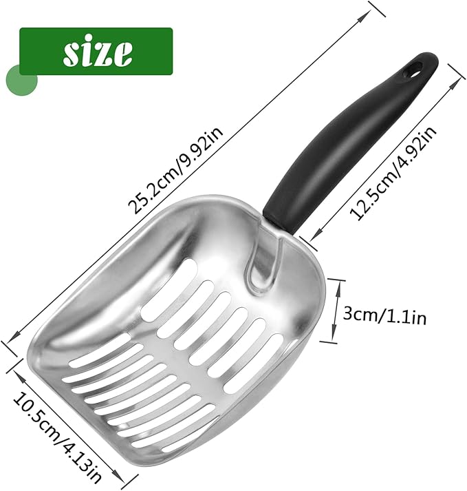 Cat Litter Scoop -Metal Cat Litter Scoop-Sturdy Mesh Scooper - Mesh Shovel-Easy to Clean - Suitable for Cat Litter Box -Black-Mewly Pet