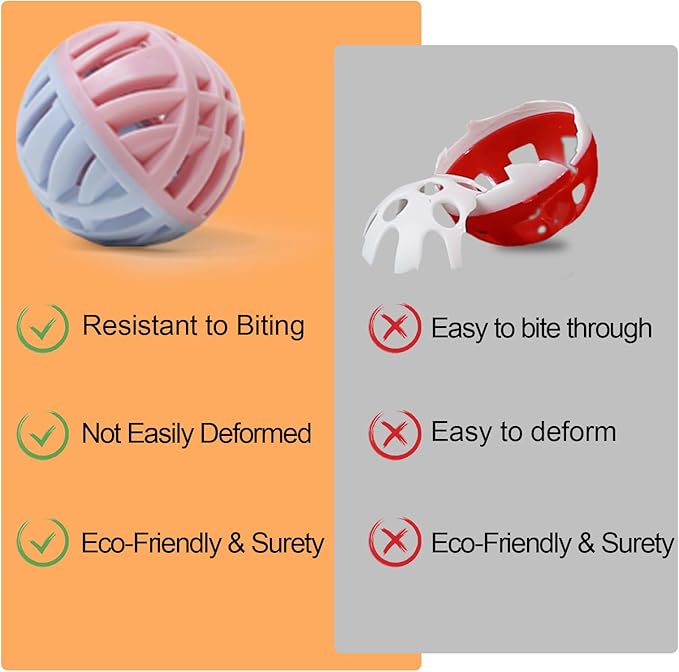 Rubber Cat Toy Balls with Inside Bell, Soft TPR Interactive Cat Ball Toys for Puppy Dogs and Kittens, Colorful Hollow Teeth Grinding Ball Interactive Sound Toy for Indoor Cats, 3 Pcs-Mewly Pet