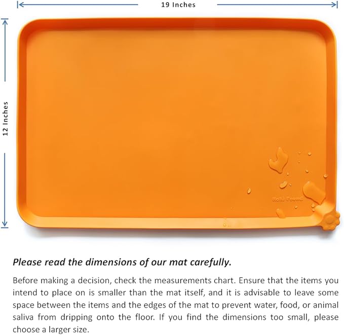 Hoki Found Silicone Non Slip Pet Feeding Mats - Bowl Placemat - Waterproof Dog Cat Food Mats - Orange-Mewly Pet