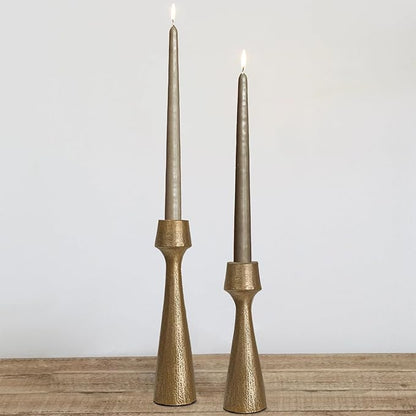 Iron Taper Candle Holder - Set of 2 Decorative Candle Stand, Metal Decorative Candlestick Holder for Wedding, Dining Table, Party Decoration (Gold)