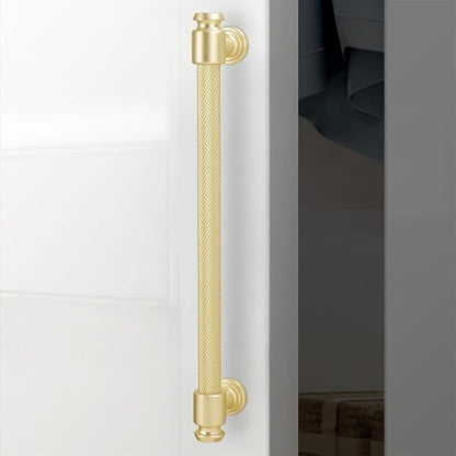10 Pack 10 inch(254mm) Brushed Brass Kitchen Cabinet Handles Knurled Cabinet Pulls Gold Drawer Pulls Kitchen Cabinet Hardware Kitchen Handles Drawer Pulls Dresser Handles