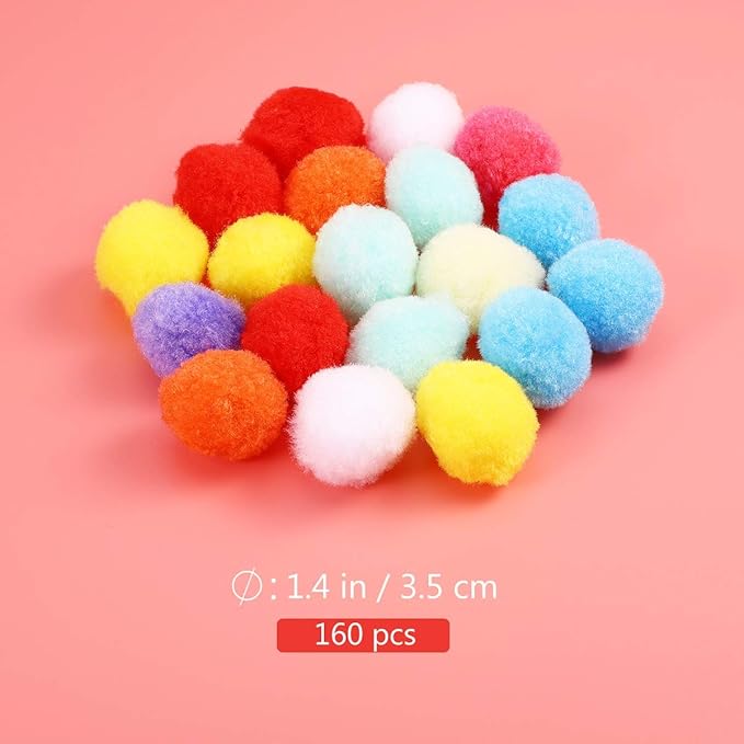 UEETEK 160PCS Cat Toys Assorted Color Soft Cat Toy Balls Kitten Toys Pompon Balls (Mix Color)-Mewly Pet