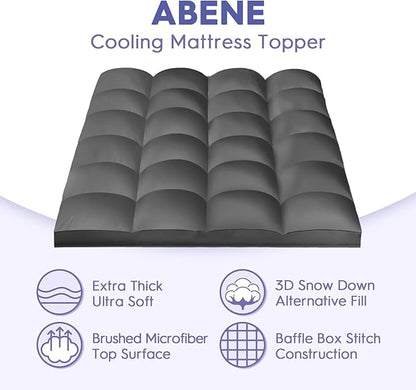 ABENE Mattress Topper Full for Back Pain Relief, Extra Thick Mattress Pad Pillowtop, Soft Mattress Protector Cover with 8"-21" Deep Pocket, Overfilled Down Alternative Filling (Gray, Full)