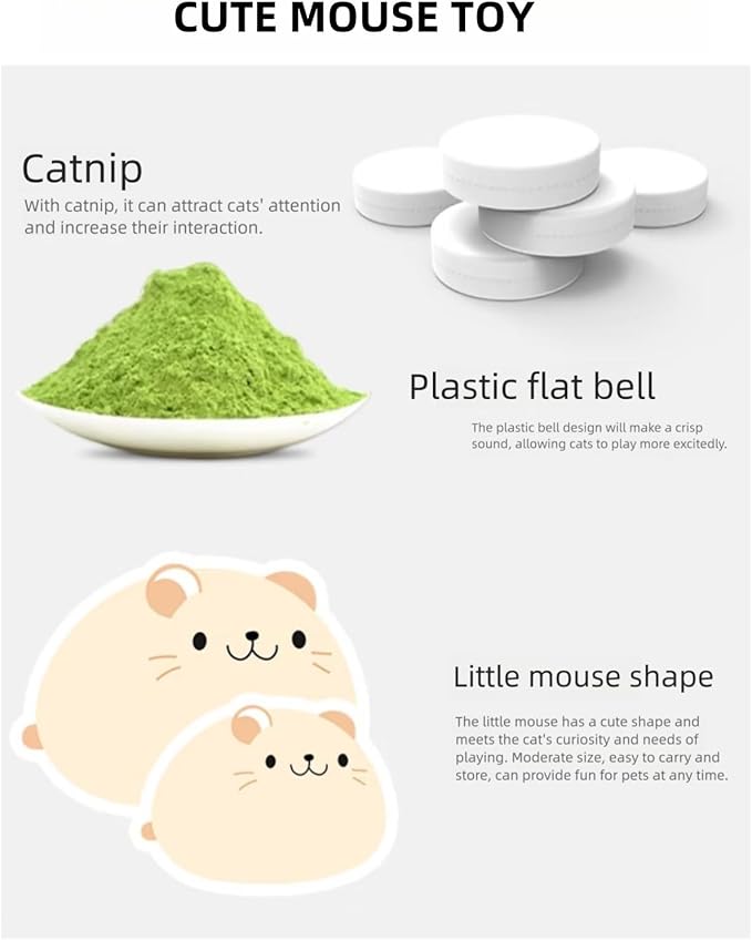 Plush Catnip Mice Toys with Crinkle Sound - 2 Pcs Interactive Cat Toys for Indoor Cats, Durable Stress Relief Eco-Friendly Small Mouse Chew Playthings（Camel+ Chestnut Color）-Mewly Pet