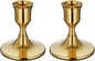 Brass Gold Taper Candle Holders Set of 2, Vintage Metal Candlestick Holders for Dinner Room Table Centerpiece or Mantel Wedding Party Decor
