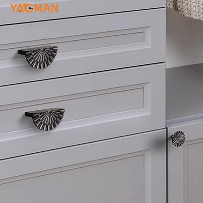 Oil Rubbed Bronze Cabinet Pulls 6 Pack 3 Inch Modern Drawer Handles Kitchen Cupboard Half Moon Bathroom Dresser Sunflower Cup Pulls SH-ORB76-6