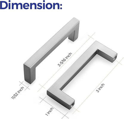 Ravinte 5 Pack Solid 3 Inch Center to Center Slim Square Bar Drawer Handles Kitchen Cabinet Handles Brushed Nickel Drawer Pulls Kitchen Cabinet Hardware Kitchen Handles Cabinet Pulls