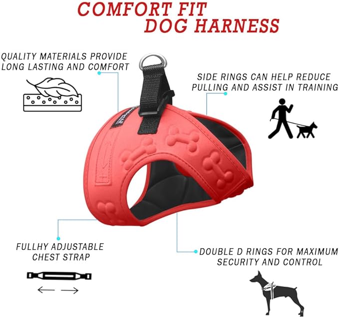Comfort fit All Weather Step-in Dog Harness - Adjustable Small Dog Harness Medium Sized Dogs - Soft Padded Easy Walk Dog Vest Harnesses-Mewly Pet