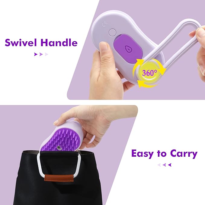 Cat Steam Brush,4 in 1 Rechargeable Pet Steam Brush for Cats and Dog,Anti-Static Cat Spray Brushes, Massage, Cleaning, Shedding and Combing for Long and Short Hair Cats and Dogs-Mewly Pet