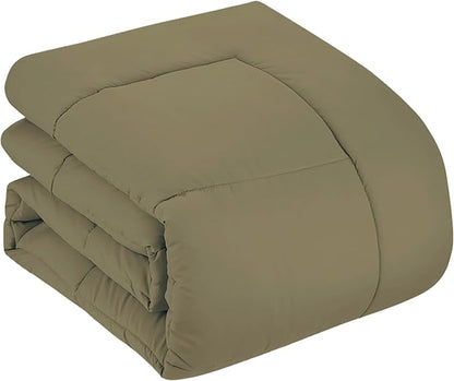 Sweet Home Collection 5 Piece Comforter Set Bag Solid Color All Season Soft Down Alternative Blanket & Luxurious Microfiber Bed Sheets, Sage, Twin (Pack of 4)