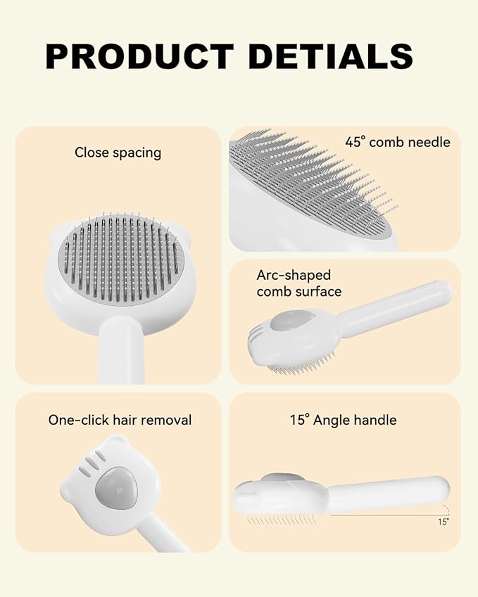 Cat Brush for Short or Long Haired Cats Dogs Rabbits, Cute Tiger Shape Dog Brushes with Release Button for Massage and Removes Loose Fur, Dog Hair Brush Pet Grooming Deshedding Comb-Mewly Pet