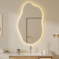 QDSSDECO Irregular LED Bathroom Mirror with Lights,Asymmetrical Led Bathroom Vanity Mirror for Wall with Front and Backlit, Anti Fog, 3 Colors and Dimmable Light, 19.7" x 33.5"