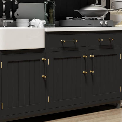 goldenwarm 10 Pack Black and Gold Cabinet Pulls 5 Inch Kitchen Cabinet Handles Black Drawer Pulls for Dresser Bathroom Modern Hardware,Zinc Alloy Base