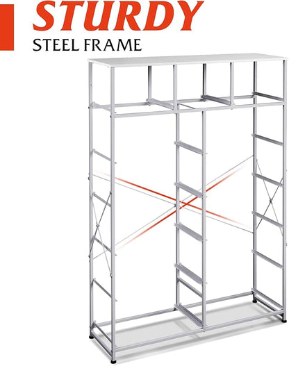 WLIVE Storage Organizer Unit with 13 Fabric Bins, Storage Drawers Organizer with Steel Frame, Tall Storage Tower Organizaton for Living Room, Hallway, Office, White