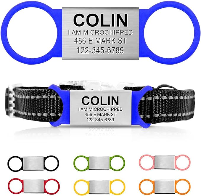 Personalized Dog ID - Engraved Dog Name Tag - Slide On Cat ID - Silent Customized Pet ID Tags for Small, Medium, Large Dogs & Cats-Mewly Pet