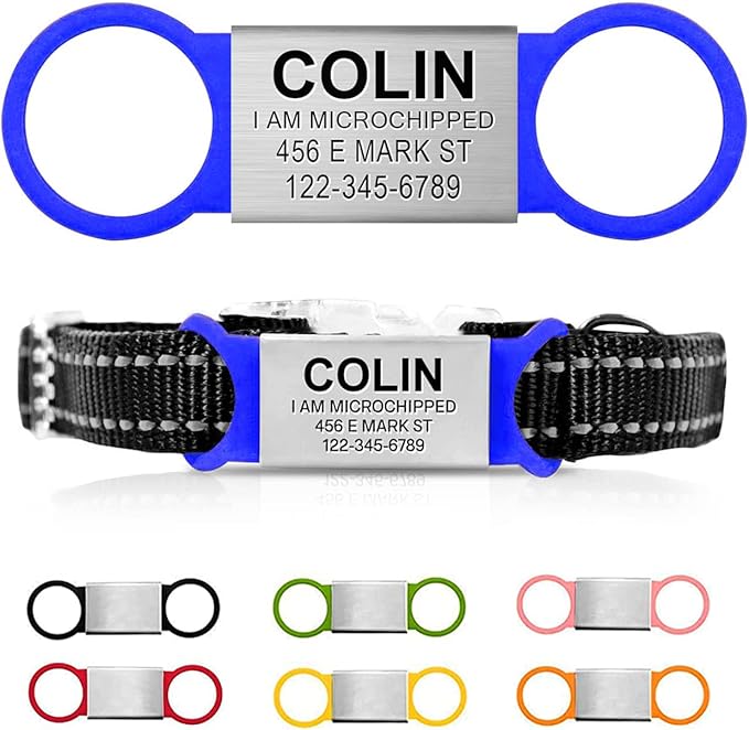 Personalized Dog/Cat ID Tags - Custom Engraved Name Tags - Slide On, No Noise - Small, Medium, Large Sizes-Mewly Pet