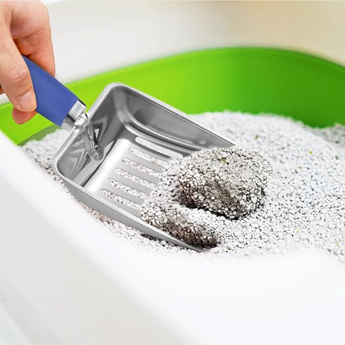 Cat Litter Scoop -Stainless Steel Metal Cat Litter Scoop-Sturdy Mesh Scooper - Mesh Shovel-Easy to Clean - Suitable for Cat Litter Box -Navy Blue-Mewly Pet