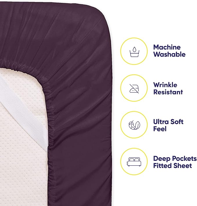 Twin Size Bed Sheets - 4 Piece 1500 Supreme Collection Fine Brushed Microfiber Deep Pocket Twin Sheet Set Bedding - 1 EXTRA PILLOW CASES, GREAT VALUE, Twin, Purple