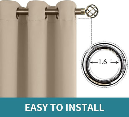 BGment Blackout Curtains - Grommet Thermal Insulated Room Darkening Bedroom and Living Room Curtains, Set of 2 Panels (70 x 84 Inch, Sand)