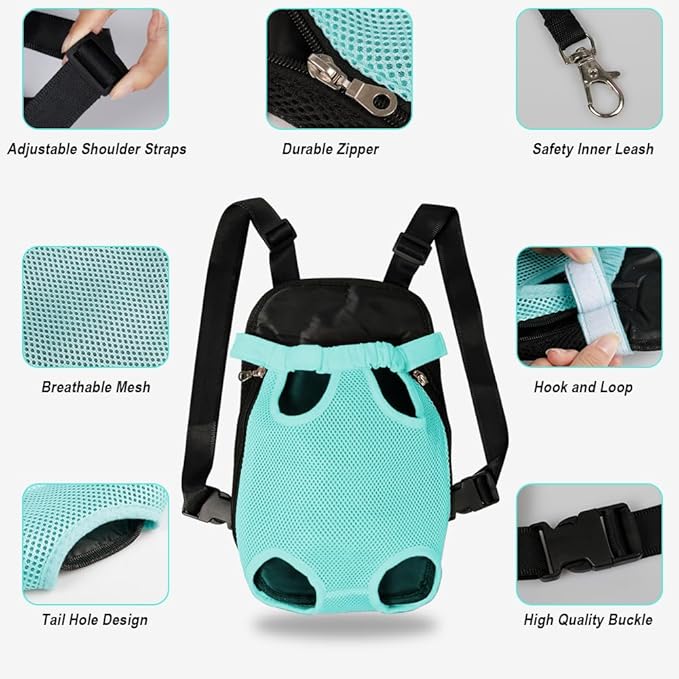 FEimaX Dog Carrier Backpack Pet Legs Out Front Cat Travel Bag, Adjustable Puppy Backpacks Carriers Hands-Free for Small Medium Dogs Cats Hiking Traveling Camping Daily Walking-Mewly Pet