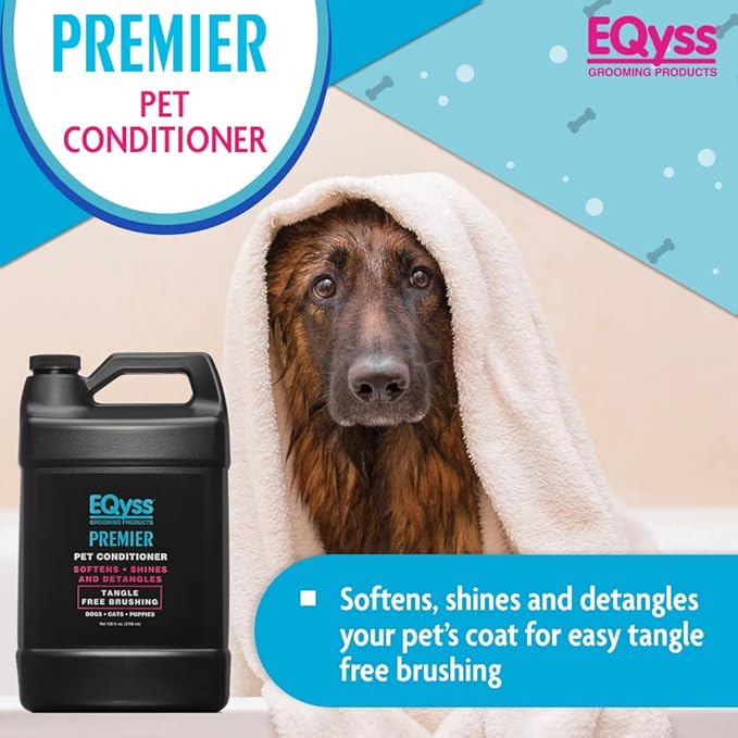 EQyss Premier Pet Conditioner - Moisturizes, Softens, & Conditions Dry Coat & Hair, Detangles & Adds Shine - for all Dogs, Cats, Puppies (128 oz)-Mewly Pet