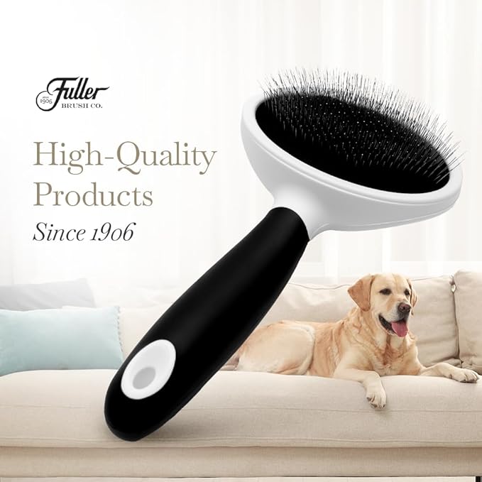 Fuller Brush Slicker Pet Brush - Angled Fine Steel Wires - Ergonomically Designed Rubberized Handle For Comfort & Control - Remove Shedding & Matted Hair - Tool For Grooming Dogs & Cat-Mewly Pet