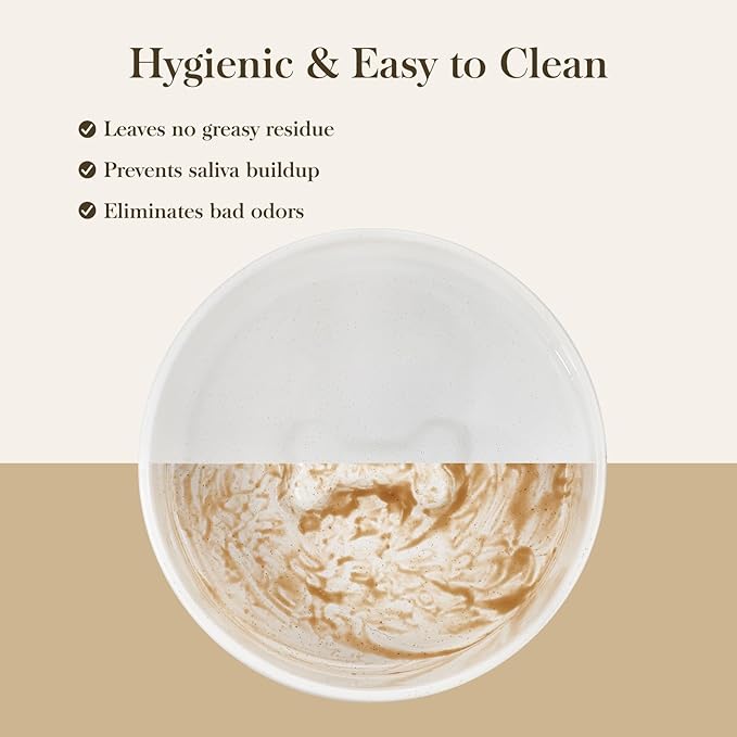 MALACASA Ceramic Dog Bowls, Dog Bowls for Medium Sized Dogs with Wood Stand - Pet Food & Water Bowl Set for Cat Medium Dogs, Weighted Glaze Matte.34 OZ (M-3.5 Cups)-Mewly Pet