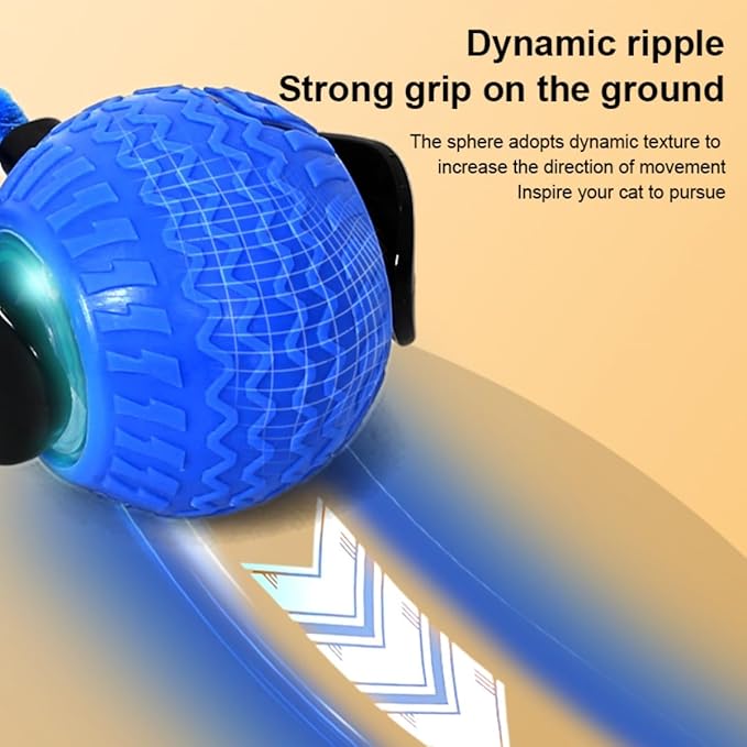 Interactive Cat Ball Cat Toys with 3 Model Smart Pet Toy Balls Rolling Ball with Tail for Bored Indoor Cats (Blue)-Mewly Pet