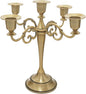Brass Candle Holder，5 Wicks Metal Candle Holders for Taper Candles（10.6 inch Tall Candelabra, for 1/2-1 inch Pillar Candles Diameter Each）,Centerpiece Elegant Decoration Piece for Table