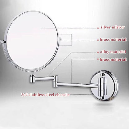Wall Mounted Makeup Mirror, 3X Wall Mounted Magnifying Mirror Adjustable Height Double-Sided Mirrors for Bathroom Vanity,8 Inch Extendable Bathroom Mirror for Shaving 6 inches