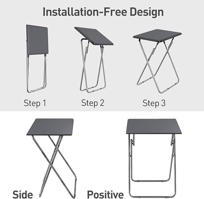 Garden 4 you Folding TV Tray Table/TV Dinner Trays Tables for Eating,Stable Tv Trays Table 25In, Folding Tray Side Table, Foldable Snack Tables for Bed & Sofa, 15 x 18.9 x 26 in (Grey,1PC)