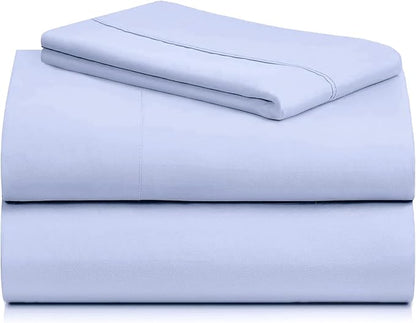 LuxClub 3 PC Sheet Set Bed Sheets Deep Pockets 16" Eco Friendly Wrinkle Free Cooling Machine Washable Hotel Bedding Silky Soft - Sky Blue Twin XL