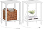 TUTOTAK End Table with Charging Station, Set of 2, Small Side Table with Outlets, Nightstand Bedside Table, 2-Tier Storage Shelf for Small Space, Living Room, Bedroom White TB01BW041