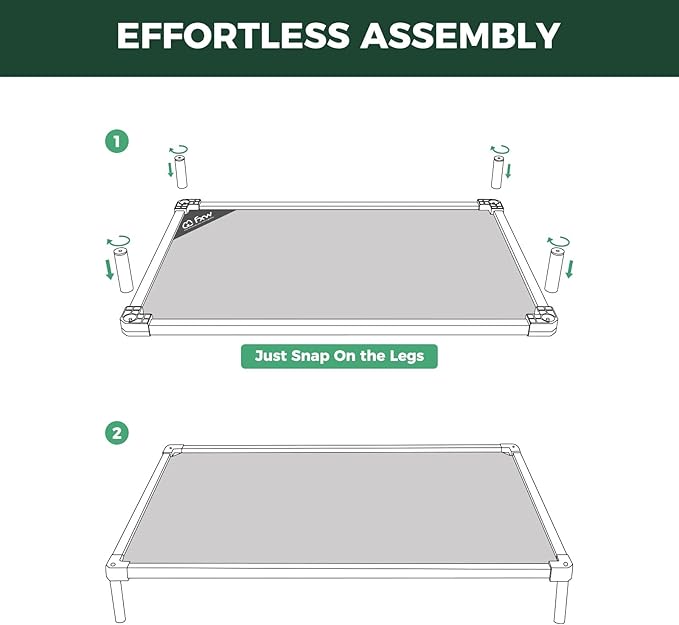 FXW TitanNest Chew-Proof Elevated Dog Bed, Raised Cot for Indoor/Outdoor/Camping Use, Durable & Waterproof Cooling Pet Bed for Medium Dogs, 42.0" L x 27.0" W x 5.0" H, Black-Mewly Pet