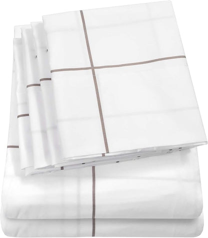 Twin Size Bed Sheets - 4 Piece 1500 Supreme Collection Fine Brushed Microfiber Deep Pocket Twin Sheet Set Bedding - 1 EXTRA PILLOW CASES, GREAT VALUE, Twin, Window Pane White