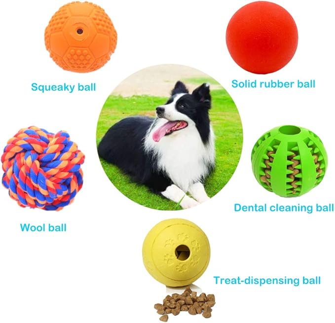 5 Different Functions Interactive Dog Puzzle Toys Balls for Medium Large Dogs, Food Treat Dispensing Dog Toys-Mewly Pet