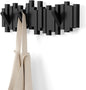 Umbra Sticks Wall-Mounted Coat Rack Rail Hook with 5 Retractable Pegs – Modern, Space-Saving Storage Organizer, Black