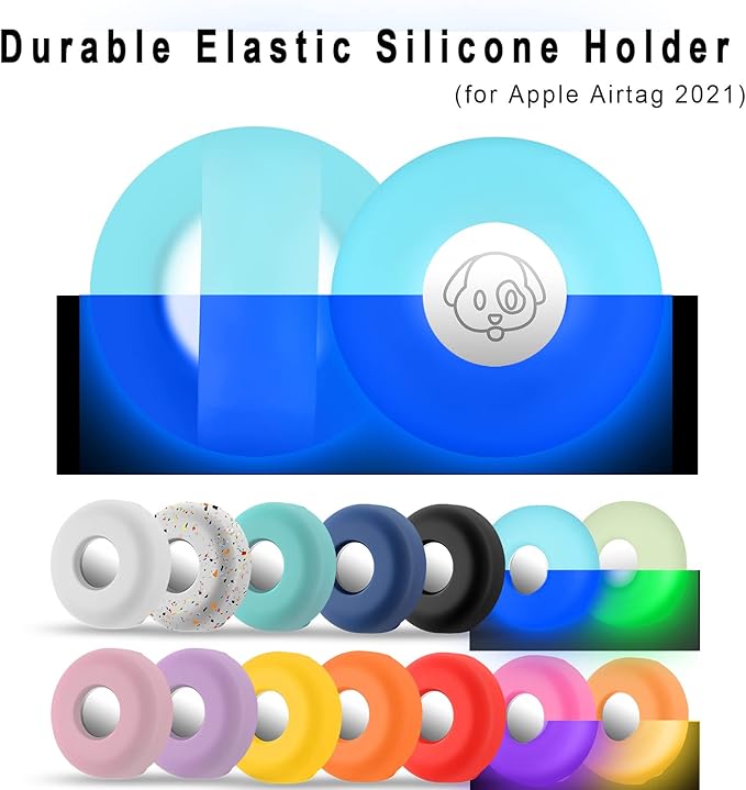 Airtag Holder for Dog Collar, Cibaabo Silicone Air Tag Case Cover Compatible with Apple Airtags for 0.8-1.2inch Cat Pet Collar Harness Loop-Mewly Pet