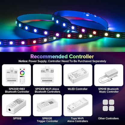 SEZO WS2812B LED Strip Light 3.3FT/1M 60LEDs/m Individually Addressable Programmable 5050SMD Digital RGB Alloy Wires Flexible Dream Color IP30 Non-Waterproof PCB Black DC5V